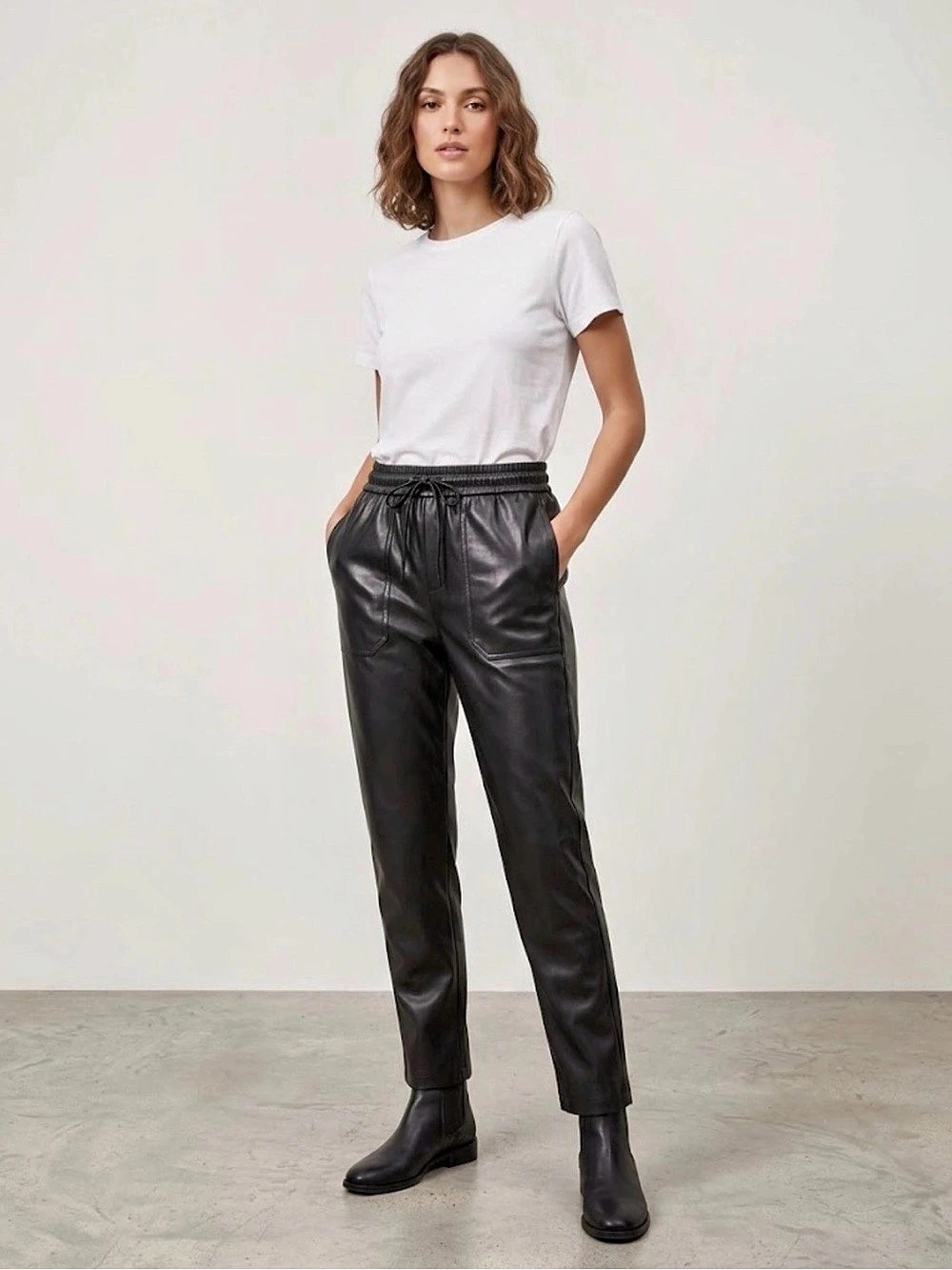 Everyday Black Straight Leg Pull-on Faux Leather Pants